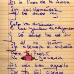 Luis Hernández manuscrito hoja de cuaderno